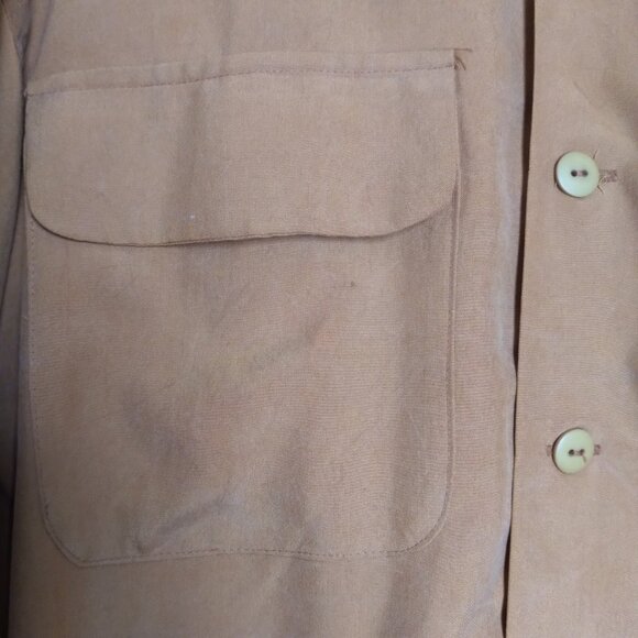 Spenser Jeremy Silk Long-Sleeve Gold Camp Shirt Blouse Size P - Picture 3 of 7